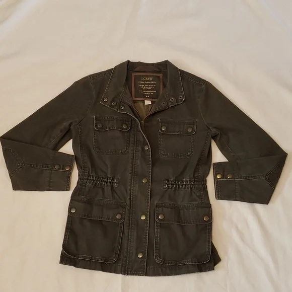 J. Crew Jacket cinch waist olive green color size xs - Picture 5 of 11